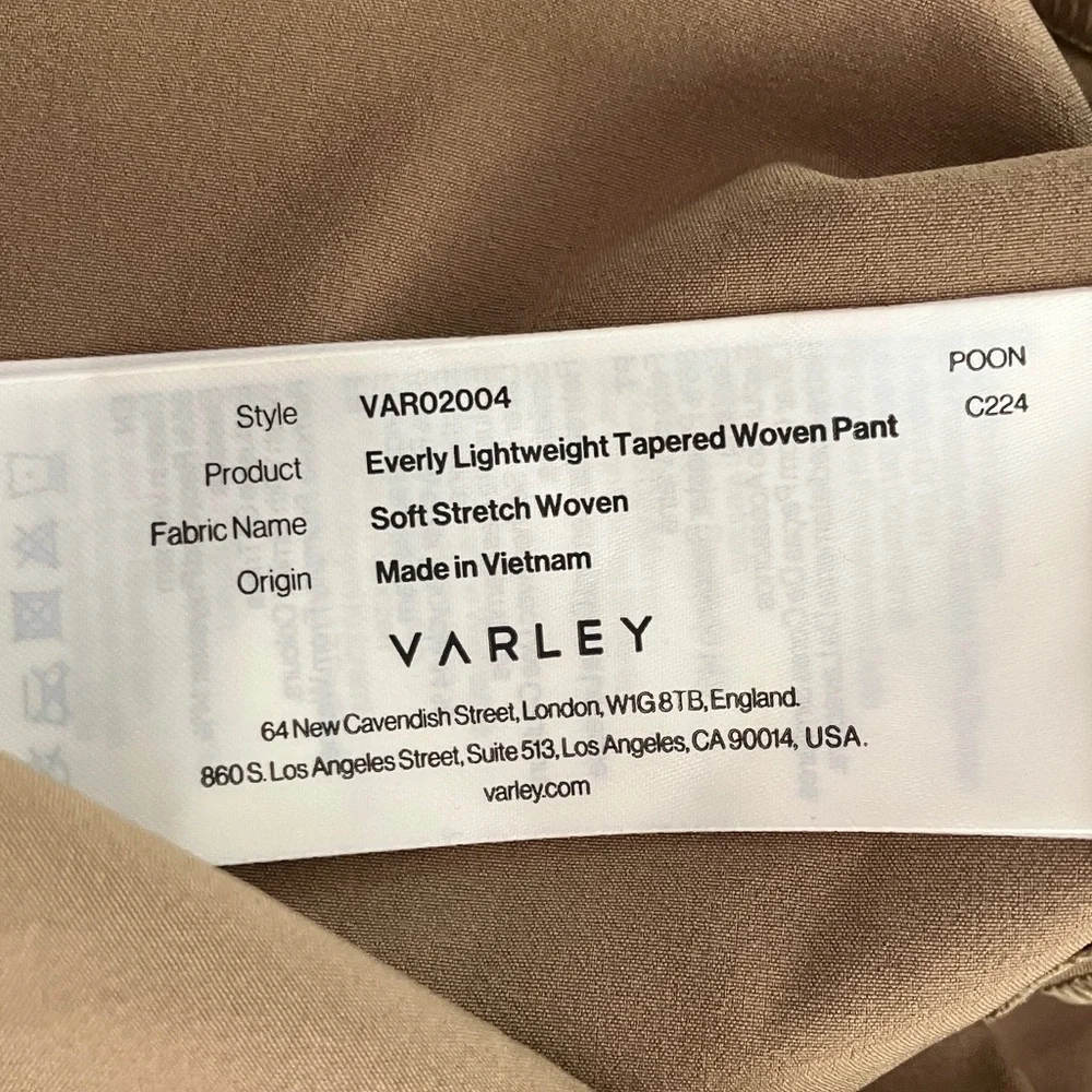 Varley Everly Tapered Woven Tan Joggers Pant Large - Picture 5 of 6
